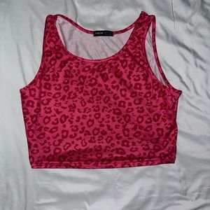 Pink Cropped Cheetah Tank Top